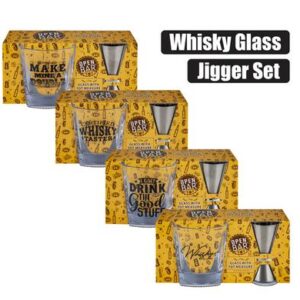 Open Bar Whiskey Glass Dad & Jigger Set
