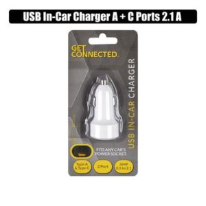 Get Connected Usb In-car Charger a & C Ports 2.1a