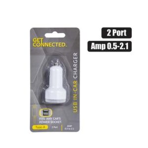 Get Connected Usb In-car Charger 2 Port 2.1a