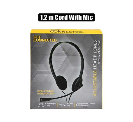 Get Connected Headphones with Mic & 1.2m Cord