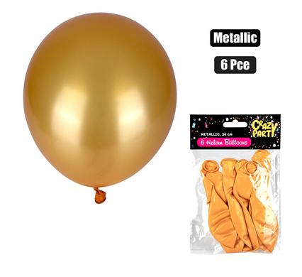 Balloons Helium 6-piece Metallic Gold f-01
