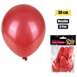 Balloons Helium 6-piece Metallic Red f-01
