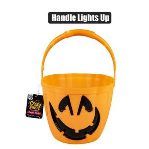 Halloween Pumpkin Bucket with Light Handle