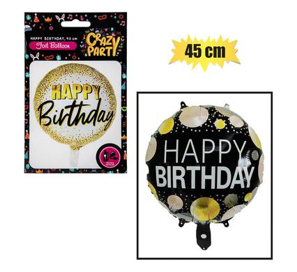 Balloon Helium Round Happy Birthday 3 45cm f-01 – Assorted
