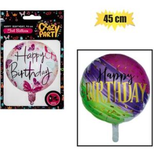Balloon Helium Round Happy Birthday 5 45cm f-01 – Assorted