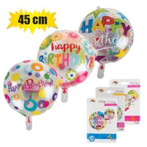 Balloon Clear Print Happy Birthday 45cm f-01 – Assorted