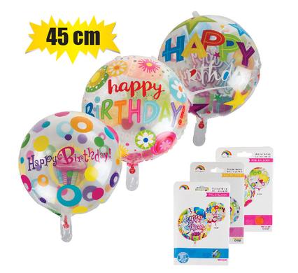 Balloon Clear Print Happy Birthday 45cm f-01 – Assorted