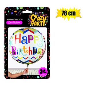 Balloon Helium Round Happy Birthday 78cm f-02 – Assorted