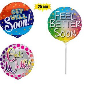Balloon Air Fill with Stick Get Well 25cm