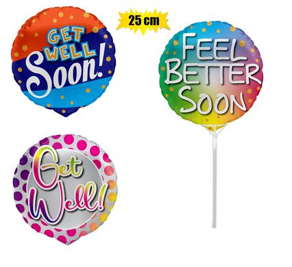 Balloon Air Fill with Stick Get Well 25cm