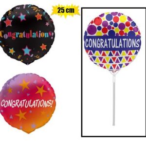 Balloon Air Fill with Stick Congrats 25cm