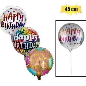 Balloon with Stick Air Bday 45cm – Assorted
