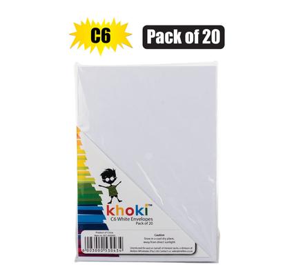 Khoki Envelopes White 20pk c6