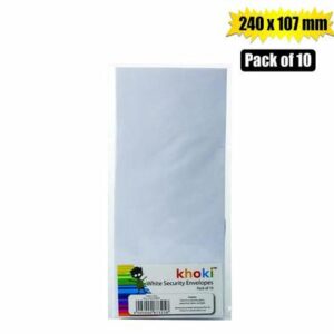 Khoki Envelopes Security White 240 x 107mm 10pk