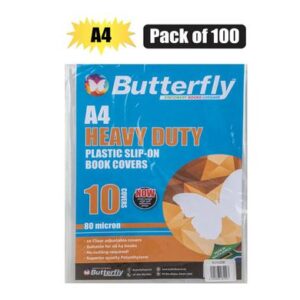 Butterfly Book Cover Plastic Adjustable A4 10pk