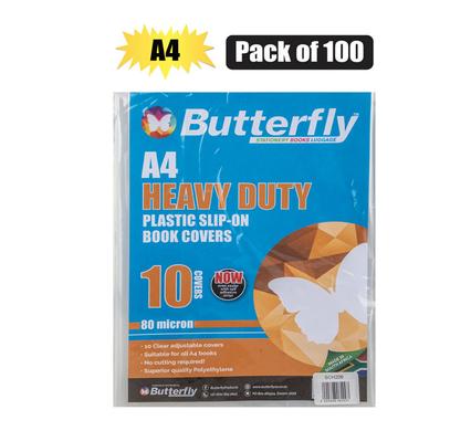 Butterfly Book Cover Plastic Adjustable A4 10pk