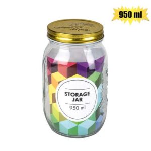 Storage-jar Glass Embossed 10 x 17cm 950ml