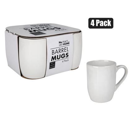 Whiteware Barrel Mug 4 Pack