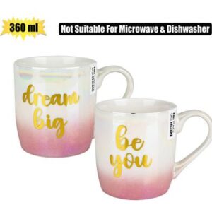 Mug Daily Gold Print with Pearl 360ml Ast