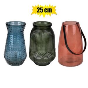 Vase Glass Coloured 25cm – Assorted