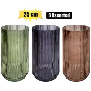 Vase Glass Stripe Pattern 25cm – Assorted