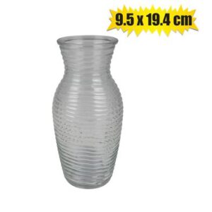 Vase Glass Clear Barrel Shape 9.5 x 19.4cm