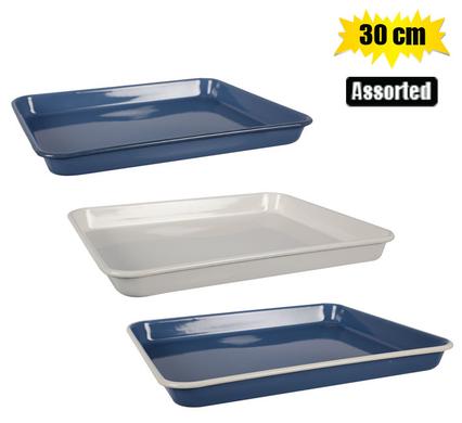 Tray 27 x 30cm Enamel Rectangular