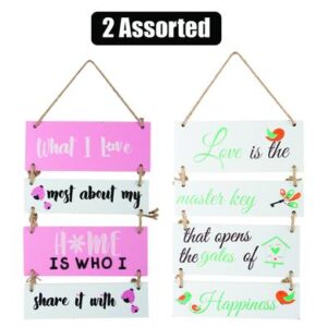 Plaque MDF 4 Signs with Rope 2-assorted