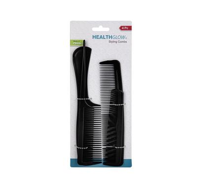 Health Glow Hair Comb Plastic 4-piece Styling