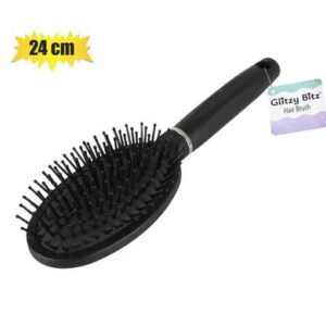 Health Glow Hair Brush Black Paddle Oval 24cm