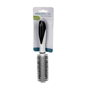 Health Glow Hair Brush White & Black Round 22cm
