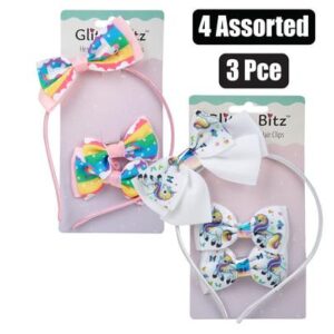 Glitzy Bitz Hair Alice Band Bow & Clips Unicorn