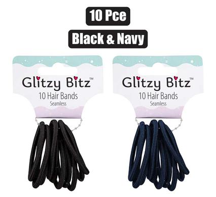 Glitzy Bitz Hair Band Elastic 10-piece Black/navy