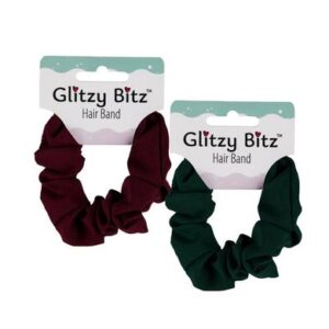 Glitzy Bitz Hair Band Scrunchie Green/maroon