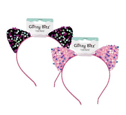 Glitzy Bitz Hair Alice Band Sequin Cat Ears