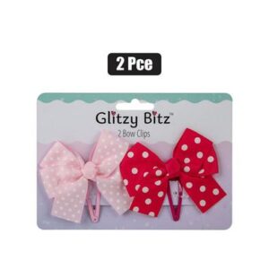 Glitzy Bitz Hair Clips 2-piece Bows 5cm Snap-on