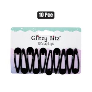 Glitzy Bitz Hair Clips 10-piece Black 5cm Snap-on