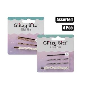 Glitzy Bitz Hair Clips Fashion Pins 4-piece – Assorted
