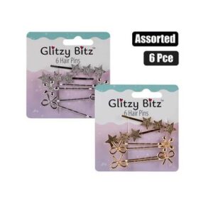 Glitzy Bitz Hair Clips Fashion Pins 6-piece – Assorted