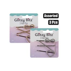 Glitzy Bitz Hair Clips Fashion Pins 3-piece – Assorted