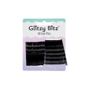 Glitzy Bitz Hair Pins Black 50mm 48-piece