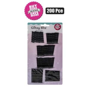 Glitzy Bitz Hair Clips Black Pins Sizes 200-piece – Assorted