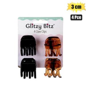 Glitzy Bitz Hair Claw Clips 3cm 4-piece