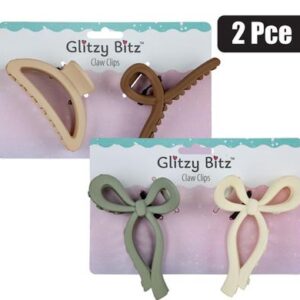 Glitzy Bitz Hair Claw Solid Colours 2-piece Claw Clip