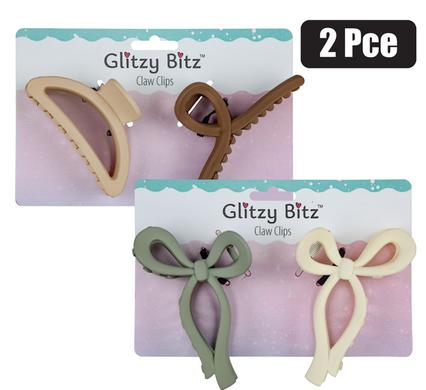 Glitzy Bitz Hair Claw Solid Colours 2-piece Claw Clip