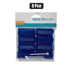 Health Glow Hair Curlers Plastic 8-piece Medium Blue