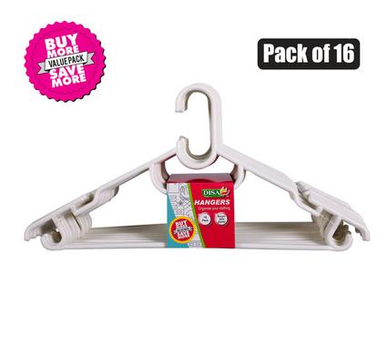 Disa Clothes Hangers Plastic pack-16 White