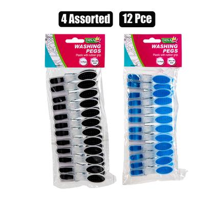 Disa Washing Pegs Plastic 80mm Rubber 12-piece – Assorted