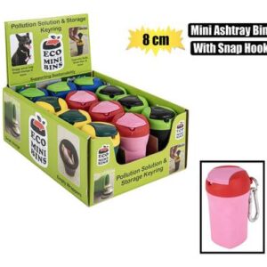Ashtray Mini Bin 8cm with Sanp Hook Assorted