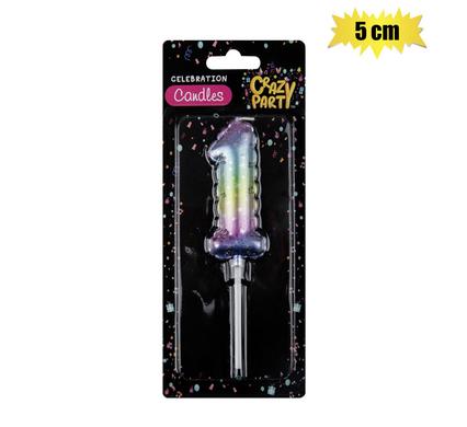 Birthday Candle balloon-1 Rainbow 5cm
